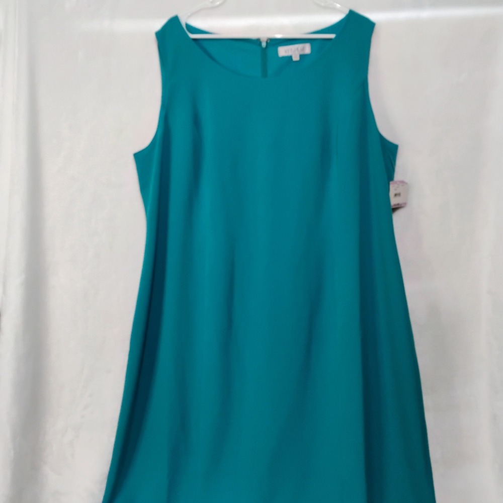 Kasper Woman Teal Blue Sleeveless Sheath Dress Plus Sz 22 W Professional Crepe C